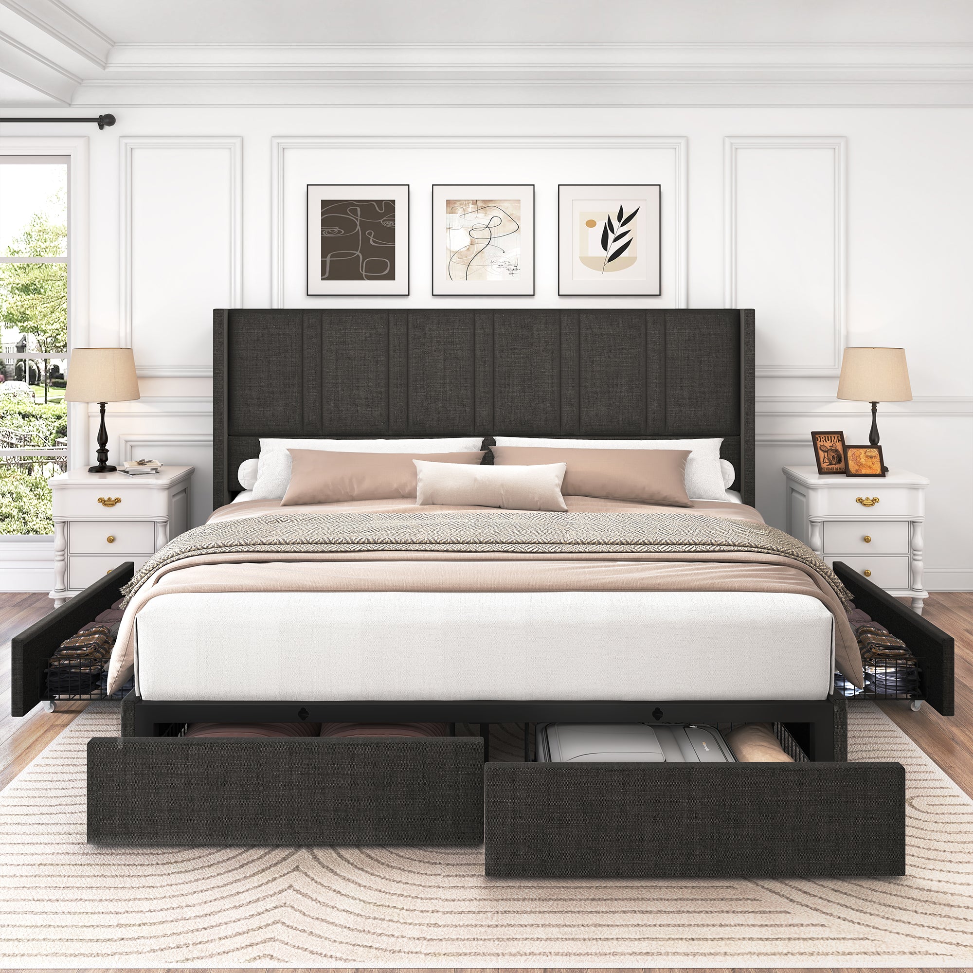 Larmace Platform Bed with Drawers Underneath Queen and King Size – LARMACE