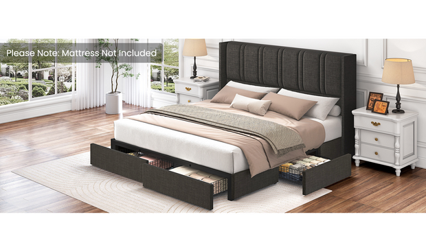 queen bed with drawers