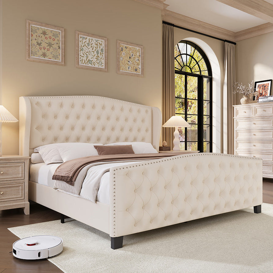 Wingback Bed Frame Willsoon Latest Bed Design Linen Gas Lift Storage